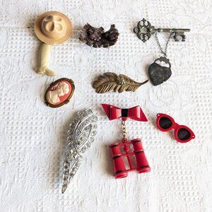 Collection of Eight Vintage Brooches 1950 - 1960